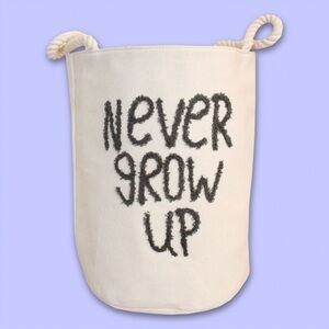 Never Grow Up bucket storage bag